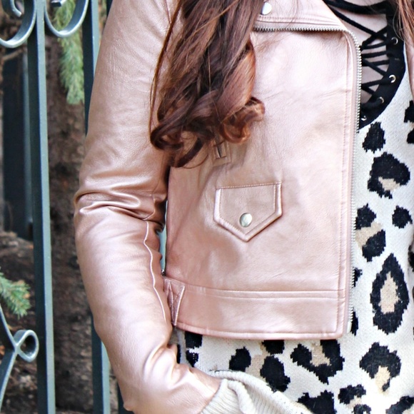 Metallic Rose Gold Moto Jacket - Picture 4 of 6